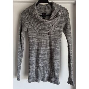 2b Bebe Womens XS Grey Marled Collared Long Sleeve Pullover Sweater Top